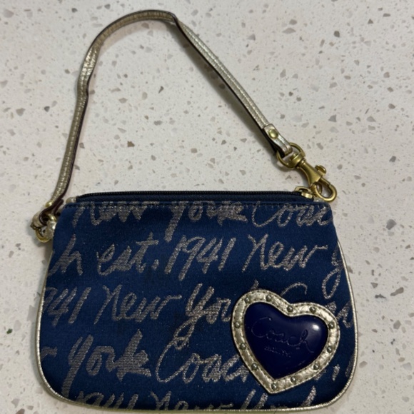 Coach Wristlet in Blue and Gold - Picture 1 of 6